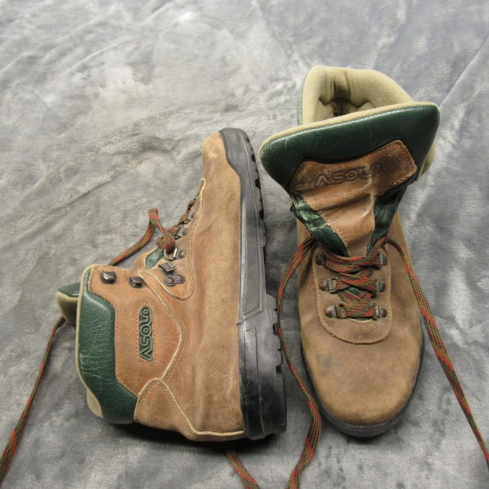 Asolo Boots Men 9 Brown Suede Leather Hiking Mountaineering Trail Joint‎ Project